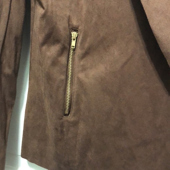 𝅺dana Bushman Women’s Brown Faux Suede Jacket Petite Medium - Picture 2 of 8